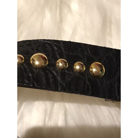 Stunning Hyde Collection Metallic Snakeskin Belt w. Golden Studs and Rings Sz M main image 5